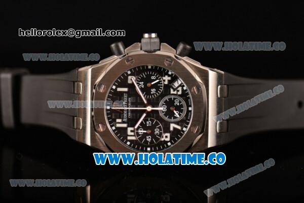 Audemars Piguet Royal Oak Offshore Miyota OS20 Quartz Steel Case with Black Dial and White Arabic Numeral Markers (EF) - Click Image to Close